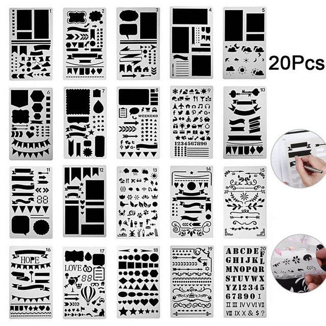 Bullet Journal Stencil Template Set 12/20 pcs – Bujo Creator